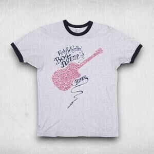 American Apparel Men's Ringer T-Shirt M Gray Freewheelin' Bob Dylan Band Tee